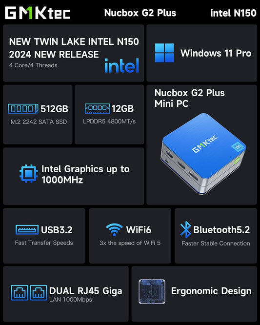 1013-GMKtec Intel Twin Lake N150 Mini PC--NucBox G2 Plus