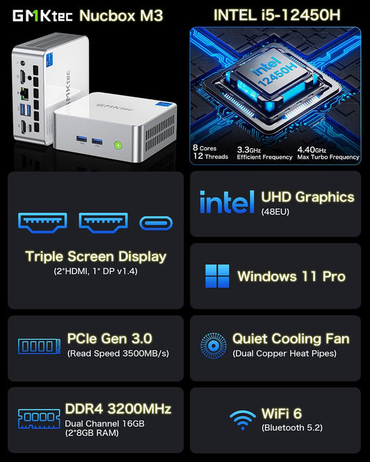 1014-GMKtec Intel 12th Core i5 12450H Mini PC--NucBox M3
